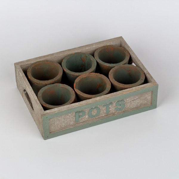 Záhradná prepravka  s kvetináčmi POTS 25x18x7cm