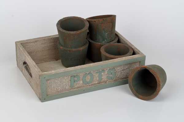 Záhradná prepravka  s kvetináčmi POTS 25x18x7cm