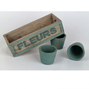 Zahradní přepravka s květináčky FLEURS 24x10x6cm