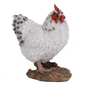 Záhradná socha sliepka 19,8cm biela