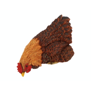 Záhradné sochy do záhrady sliepka červená/oranžová 21cm