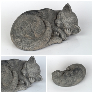 Záhradná soška betónová spiace mačka