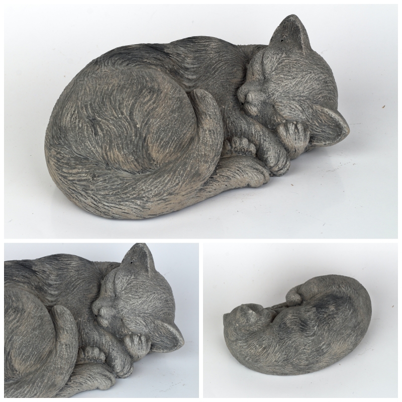 Záhradná soška betónová spiace mačka