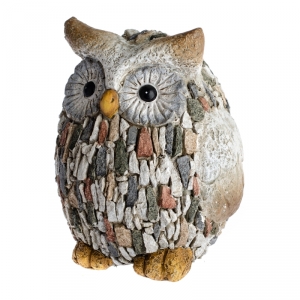 Záhradná soška sovička s kamienkami