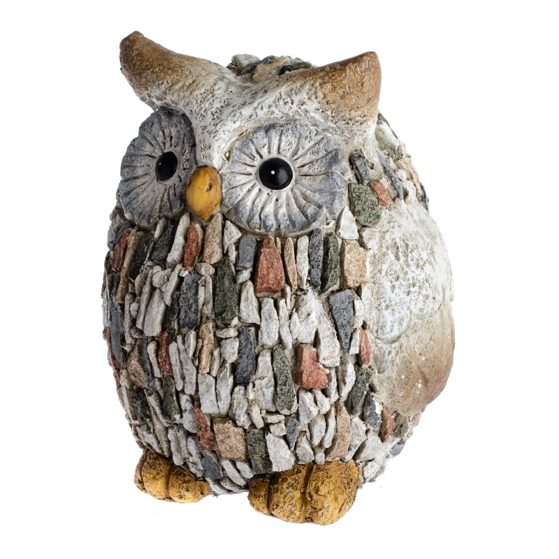 Záhradná soška sovička s kamienkami
