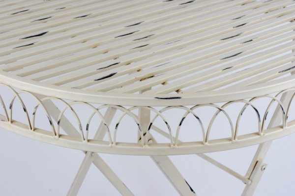 Záhradný venkovní stôl kovový biely guľatý 74cm