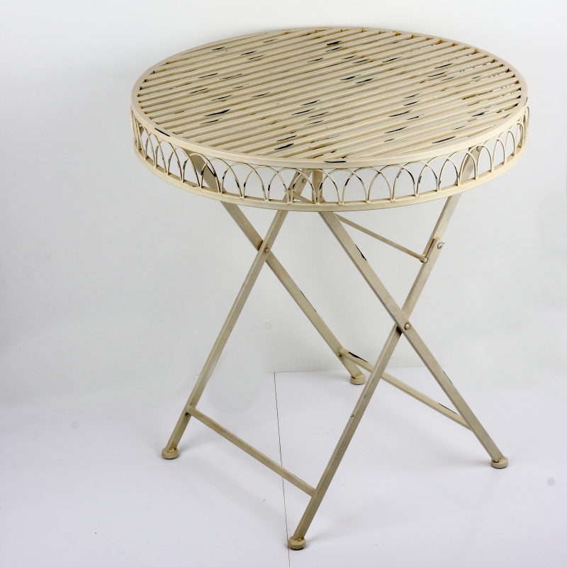 Záhradný venkovní stôl kovový biely guľatý 74cm