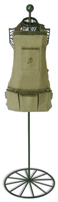 Záhradná zástera s vreckami olivová