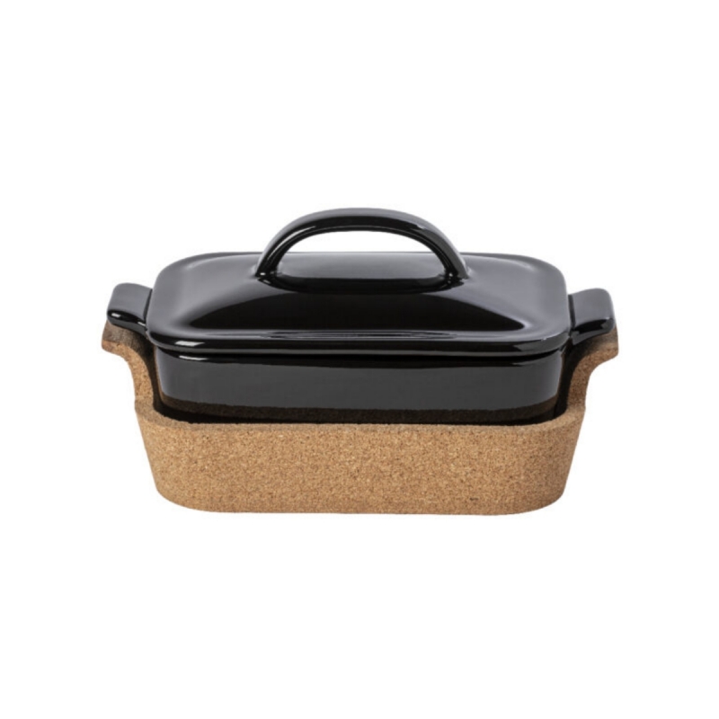 Zapekacia misa s vekom a korkovým lôžkom Casafina  ENSEMBLE 0,9 l čierna