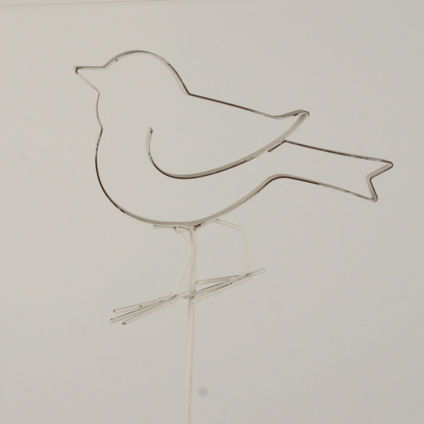 Zápich do kvetináča kovový vtáčik 59cm