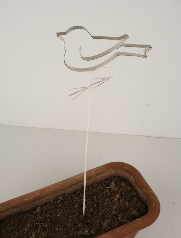 Zápich do kvetináča kovový vtáčik 59cm