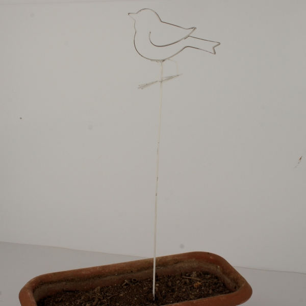 Zápich do kvetináča kovový vtáčik 59cm