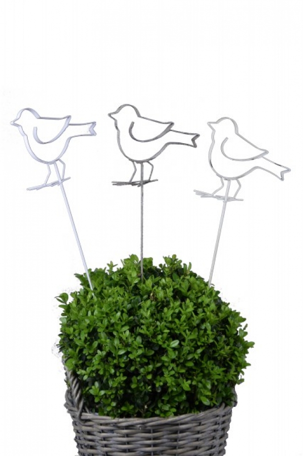 Zápich do kvetináča vták s patinou 51cm