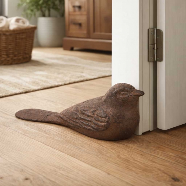 Zarážka dverí liatinový vtáčik