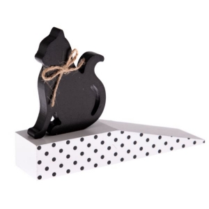 Zarážka dverí s mačkou 17,5 x 4 x 10 cm drevená