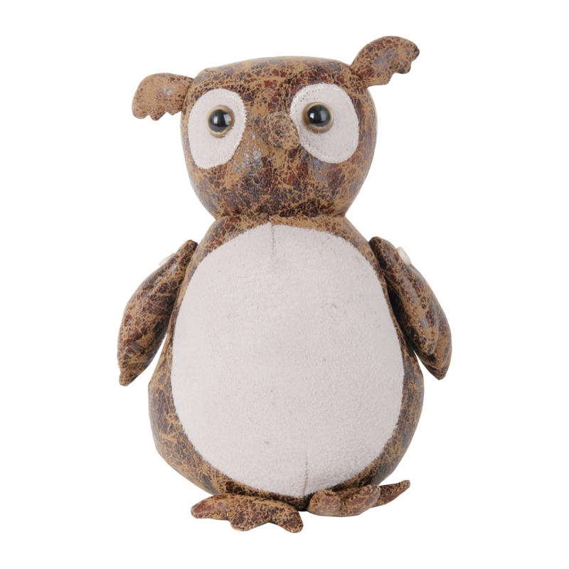 Zarážka na dvere kožená sovička