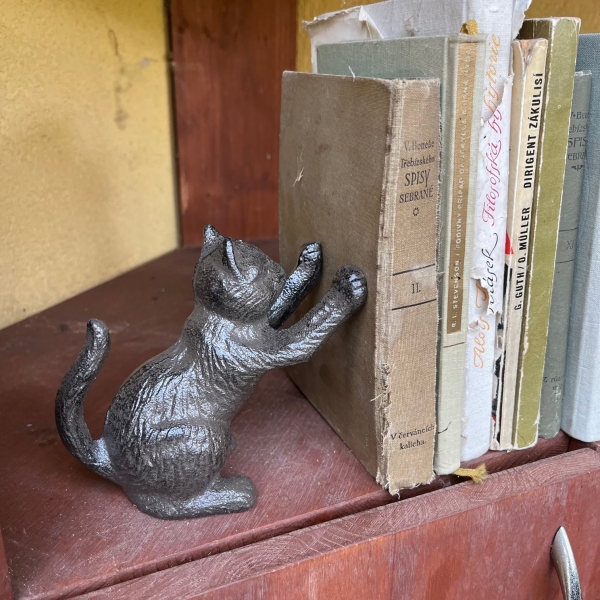 Zarážka na knihy mačky 12x12x6cm