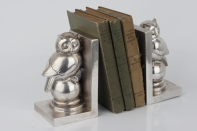 Zarážka na knihy sova strieborná 16cm (set 2ks)