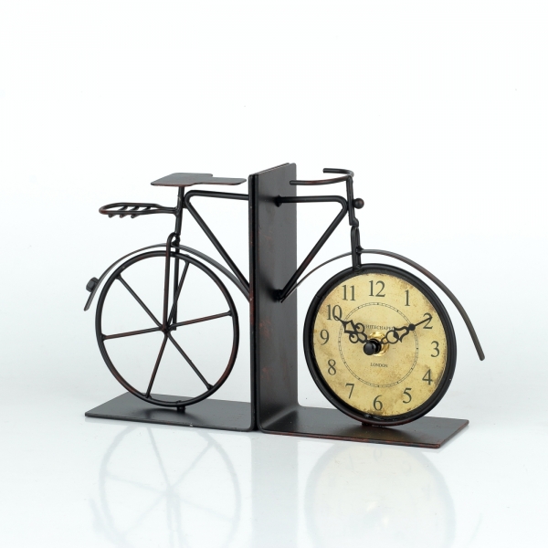 Zarážky na knihy s hodinami 20cm