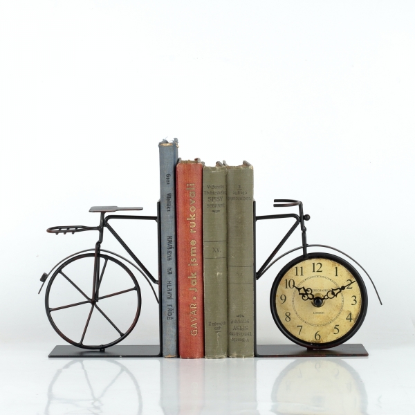 Zarážky na knihy s hodinami 20cm