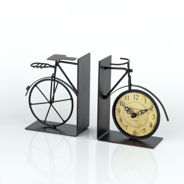 Zarážky na knihy s hodinami 20cm