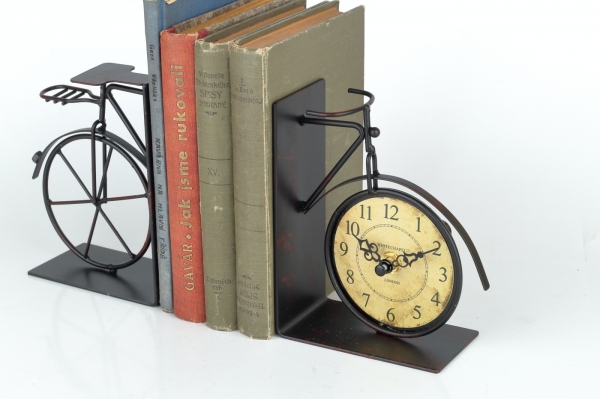 Zarážky na knihy s hodinami 20cm