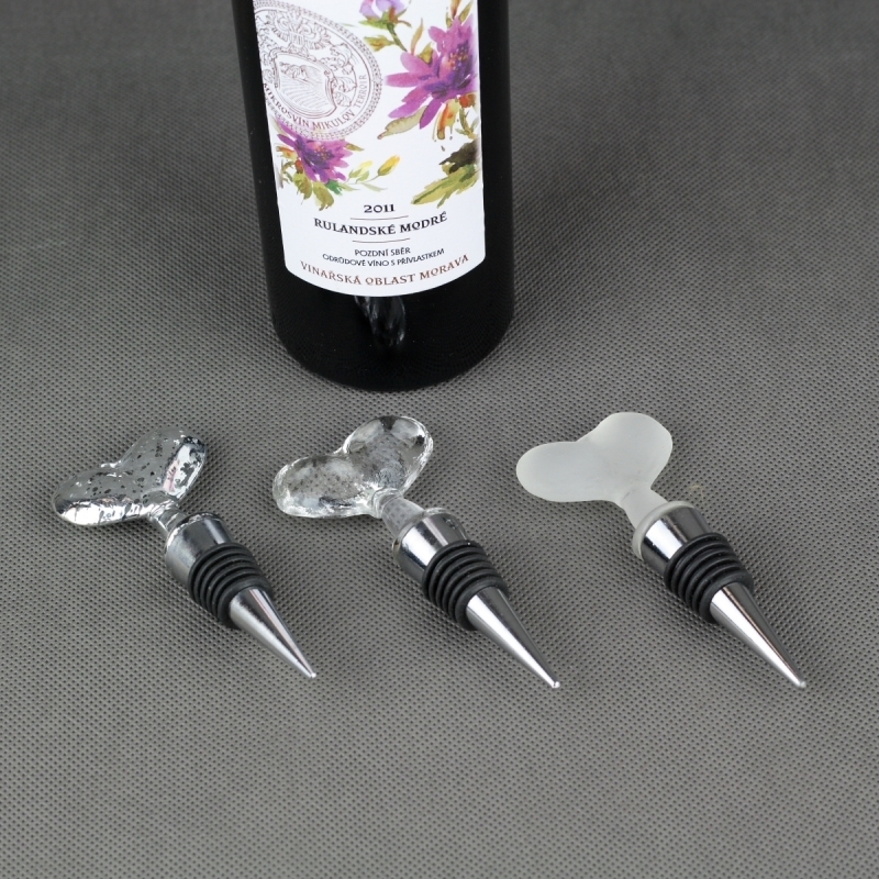 Zátka na fľašu vína srdce - darčeková sada 3ks