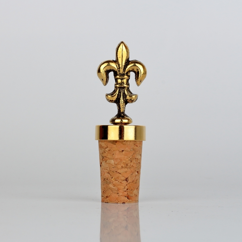 Zátka na víno Fleur de lis zlatá 7cm
