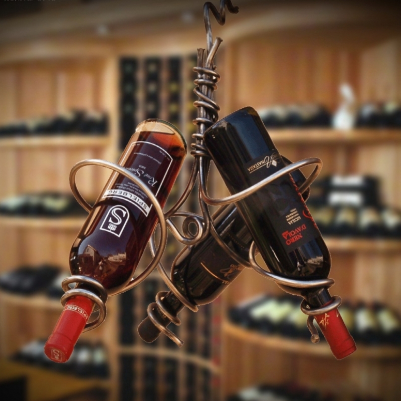 Stojan na 3 fľaše vína ručne kovaný 40cm