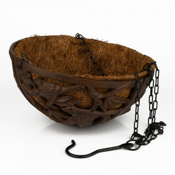 Záves na kvety s vtáčikmi liatina 68x25cm