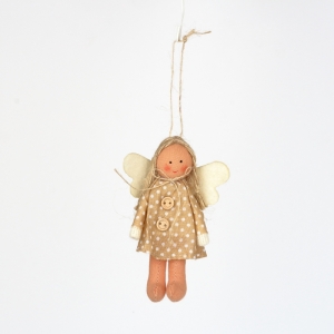 Závesná andelka v hnedých šatách 12cm