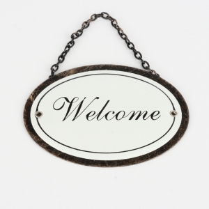 Závesná ceduľka na dvere Welcome 11x8cm