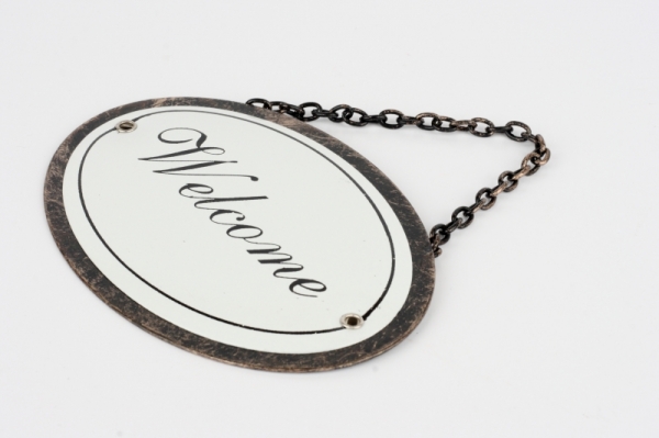 Závesná ceduľka na dvere Welcome 11x8cm