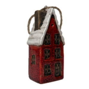 Závesná dekorácia keramický domček 4x3x10cm Typ C