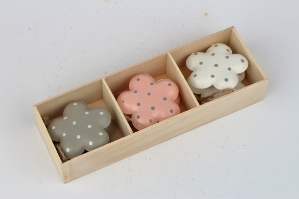 Závesná dekorácia kovová kvetina s bodkami (box 6ks)