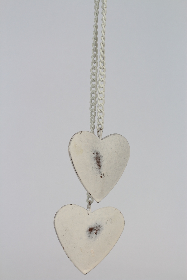 Závesná dekorácia kovové srdce na retiazke 15x14cm