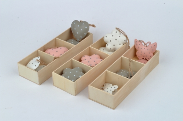 Závesná dekorácia kovový motýľ s bodkami (box 6ks) 