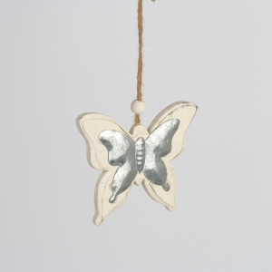 Závesná dekorácia motýľ biely 9x9cm