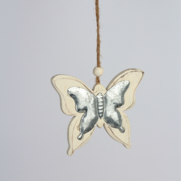 Závesná dekorácia motýľ biely 9x9cm