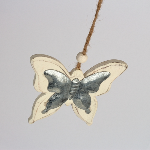 Závesná dekorácia motýľ biely 9x9cm