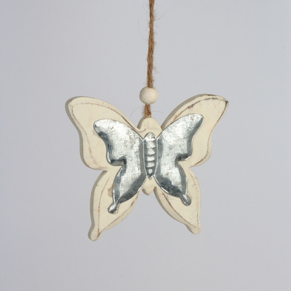 Závesná dekorácia motýľ biely 9x9cm