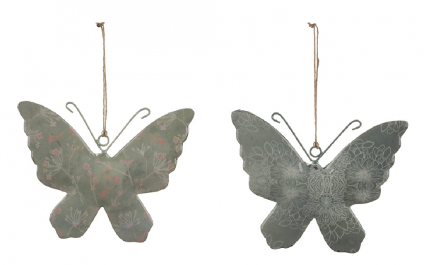 Závesná dekorácia motýľ tmavosivý veľký