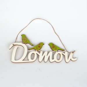 Závesná dekorácia nápis DOMOV 33 x 14 cm drevený