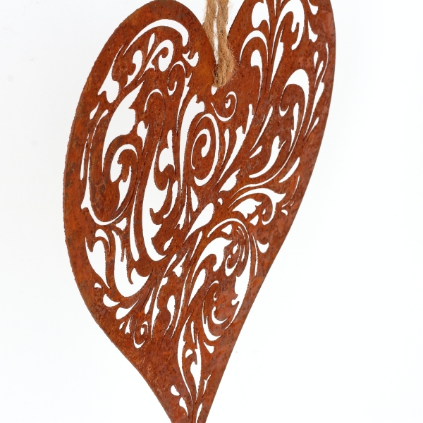 Závesná dekorácia hrdzavé srdce 26cm