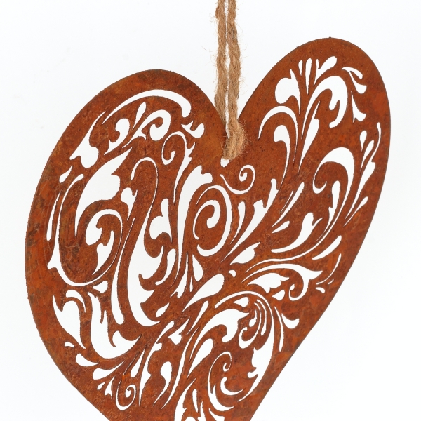 Závesná dekorácia hrdzavé srdce 26cm