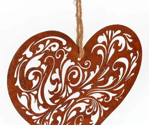 Závesná dekorácia hrdzavé srdce 26cm