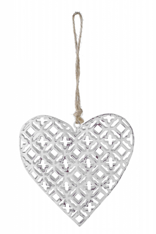 Závesná dekorácia srdce biele 10x11cm