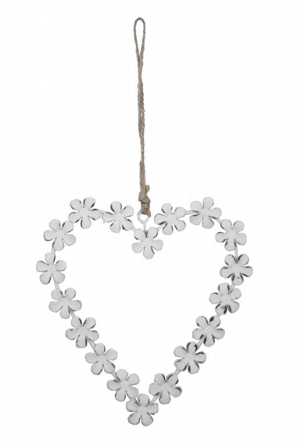 Závesná dekorácia srdce biele 14x13cm