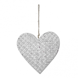 Závesná dekorácia srdce biele 15x14cm