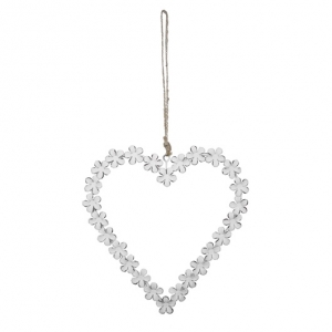 Závesná dekorácia srdce biele 17x16cm